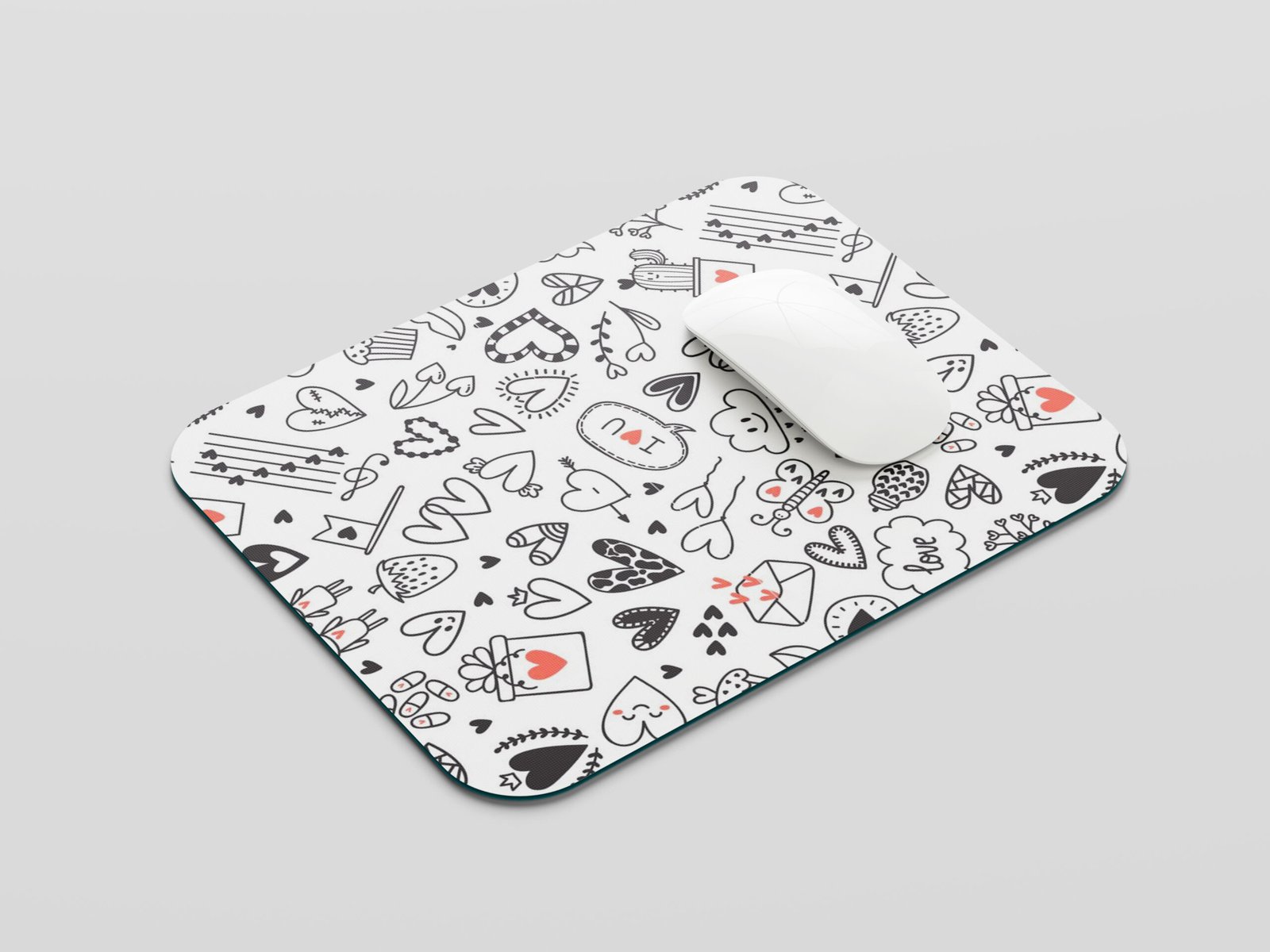 Aesthetic Love Pattern Mouse Pad | Minimal Heart Design Printed Mousepad | Smooth Surface | Non-Slip Rubber Base | Office & Laptop Use | 19x23 cm - Image 3
