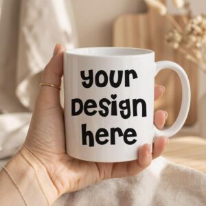 Customised Photo Mug with Your Design | Personalised Ceramic Mug Printing 4in x 3in Round | Custom Name, Logo, Image Mug Gift India
