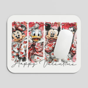 Valentine Special Cartoon Couple Mouse Pad | Love Theme Printed Mousepad | Smooth Surface | Non-Slip Rubber Base | Gift for Boyfriend Girlfriend | 19x23 cm