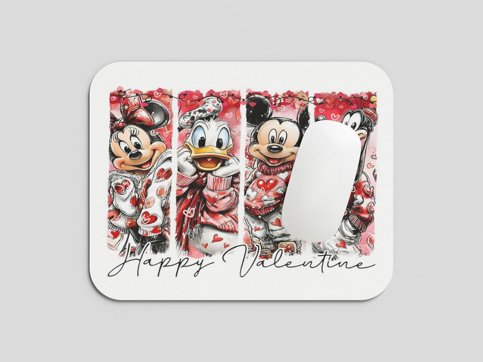 Valentine Special Cartoon Couple Mouse Pad | Love Theme Printed Mousepad | Smooth Surface | Non-Slip Rubber Base | Gift for Boyfriend Girlfriend | 19x23 cm