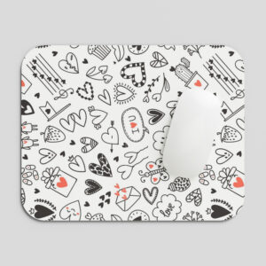 Aesthetic Love Pattern Mouse Pad | Minimal Heart Design Printed Mousepad | Smooth Surface | Non-Slip Rubber Base | Office & Laptop Use | 19x23 cm