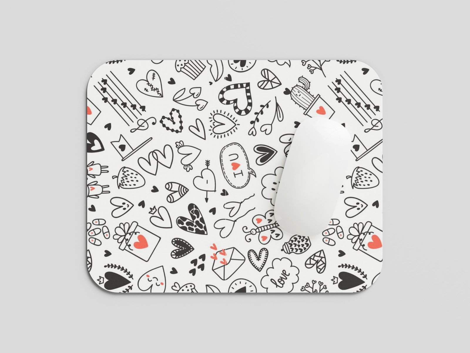 Aesthetic Love Pattern Mouse Pad | Minimal Heart Design Printed Mousepad | Smooth Surface | Non-Slip Rubber Base | Office & Laptop Use | 19x23 cm