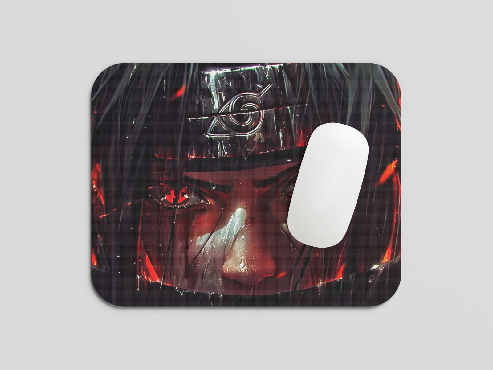 Dark Ninja Red Eyes Anime Art Printed Gaming Mouse Pad | 7.5 x 9 Inch (19 x 23 cm) | Non-Slip Rubber Base | Smooth Surface Mousepad for Laptop & PC