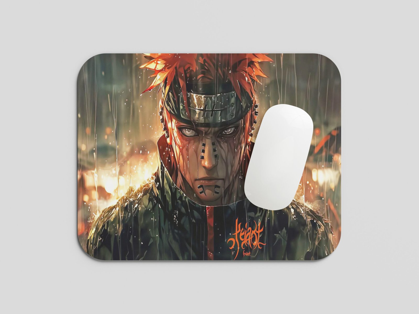 Anime Warrior Intense Face Art Printed Gaming Mouse Pad | 7.5 x 9 Inch (19 x 23 cm) | Non-Slip Rubber Base | Smooth Surface Mousepad for Laptop & PC
