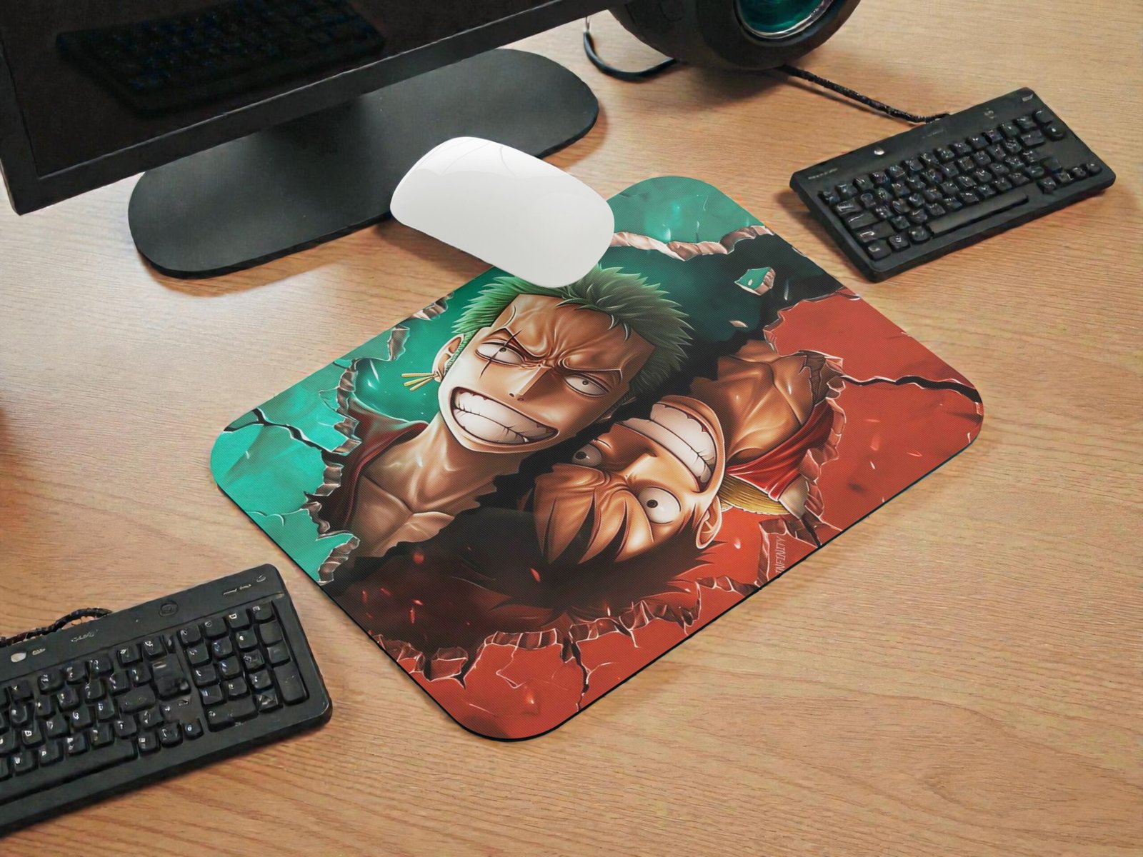 Anime Pirate Duo Printed Gaming Mouse Pad | Large Size Non-Slip Rubber Base | Smooth Surface Mousepad for Laptop & PC - Image 3