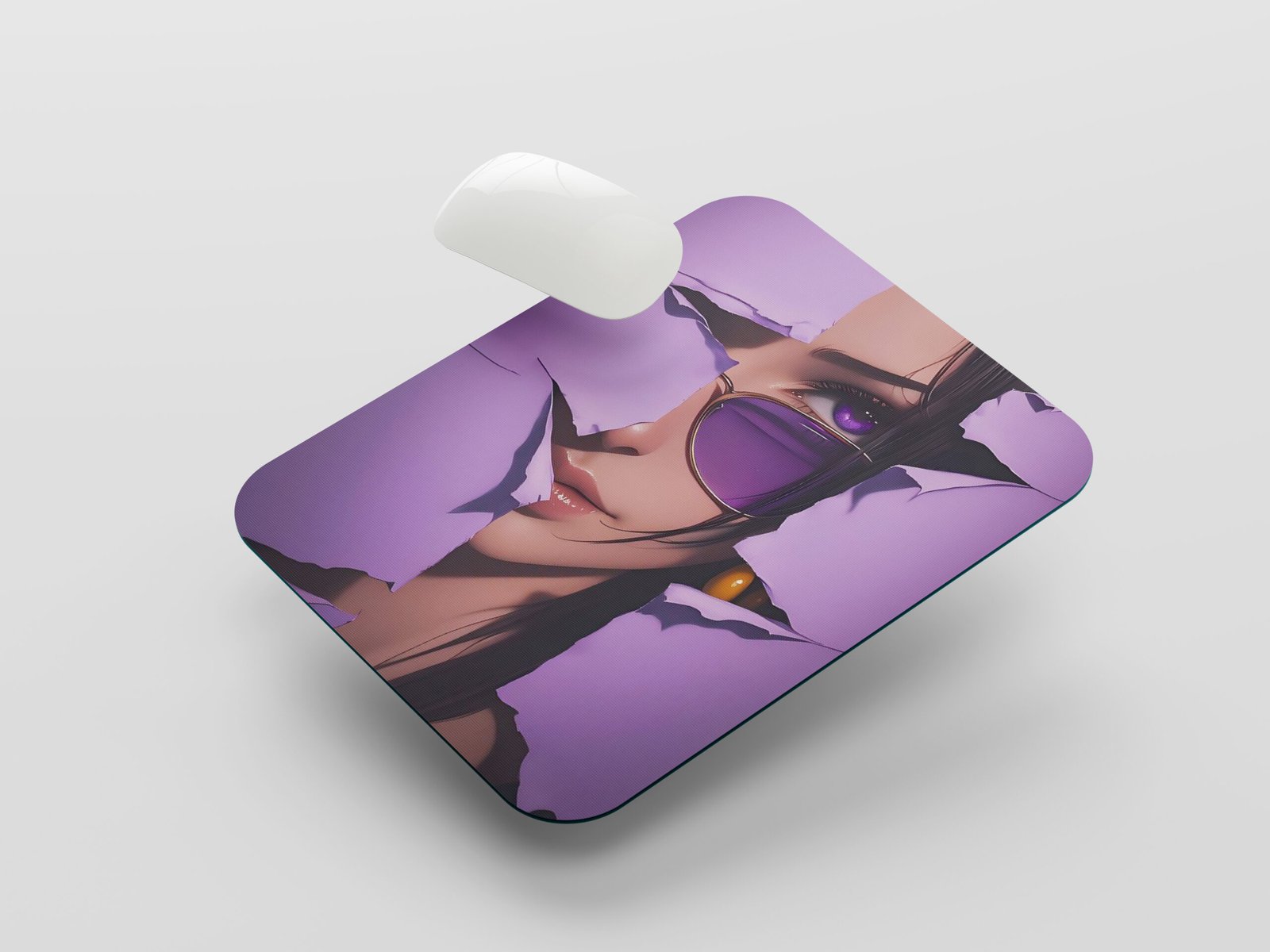 Purple Aesthetic Anime Girl Art Printed Gaming Mouse Pad | 7.5 x 9 Inch (19 x 23 cm) | Non-Slip Rubber Base | Smooth Surface Mousepad for Laptop & PC - Image 3