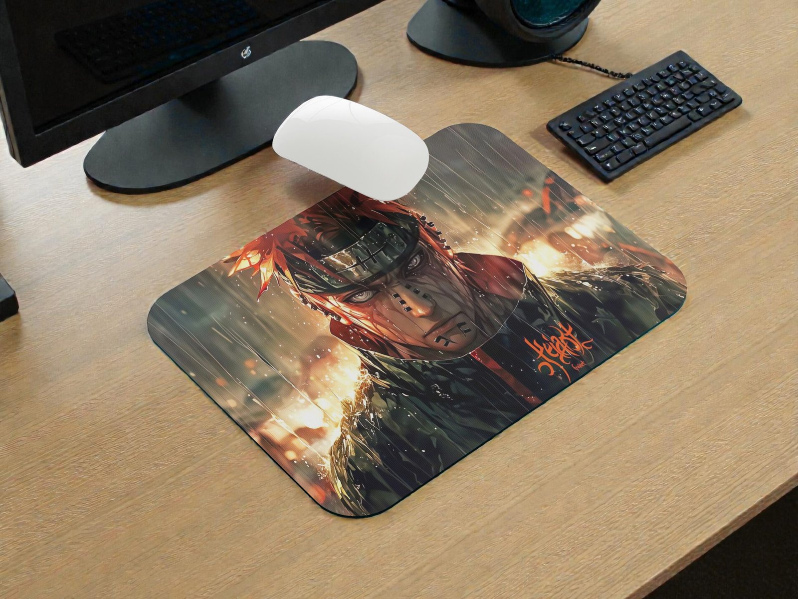 Anime Warrior Intense Face Art Printed Gaming Mouse Pad | 7.5 x 9 Inch (19 x 23 cm) | Non-Slip Rubber Base | Smooth Surface Mousepad for Laptop & PC - Image 2