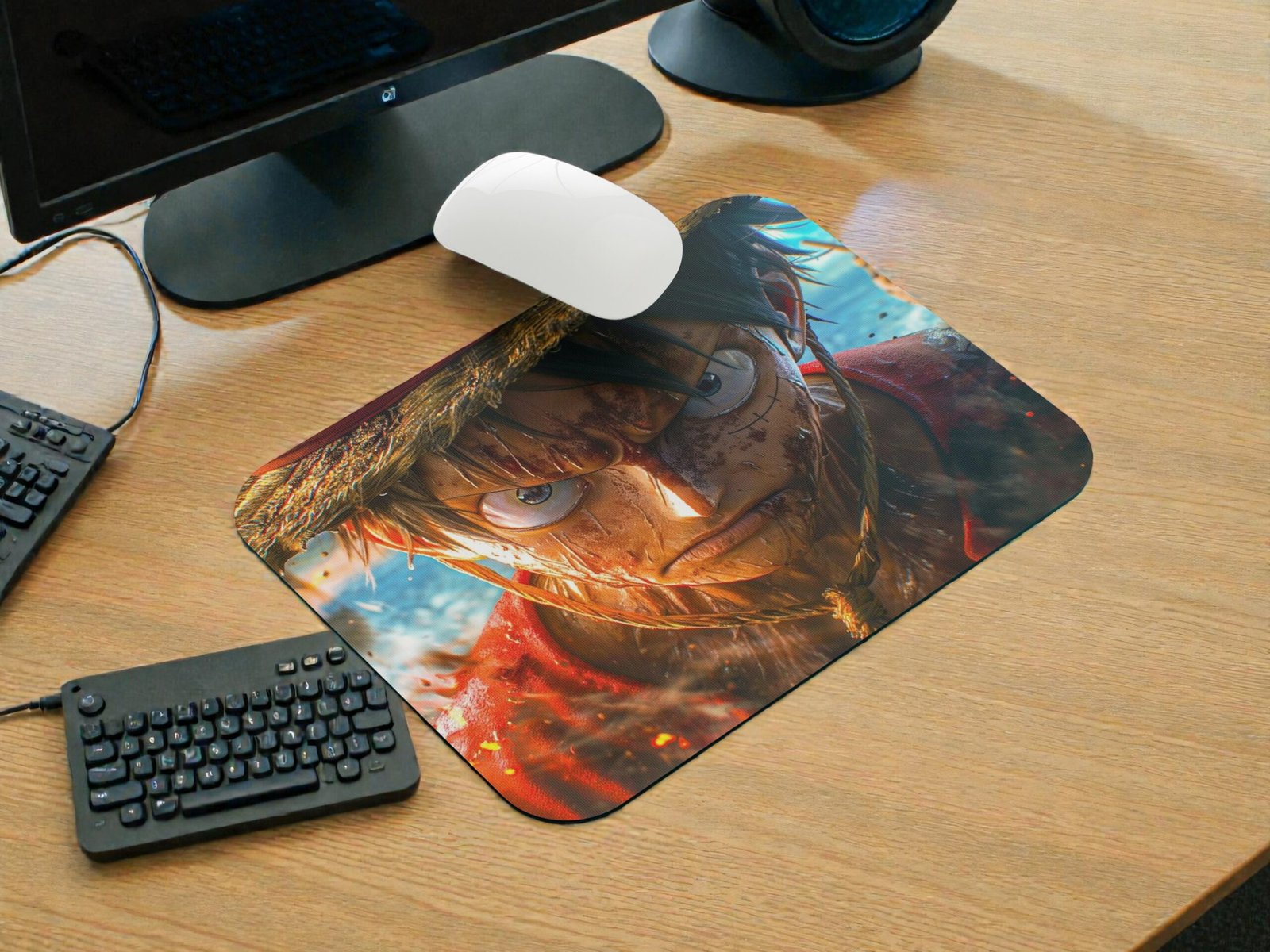 Anime Pirate Warrior Face Art Printed Gaming Mouse Pad | 7.5 x 9 Inch (19 x 23 cm) | Non-Slip Rubber Base | Smooth Surface Mousepad for Laptop & PC - Image 2