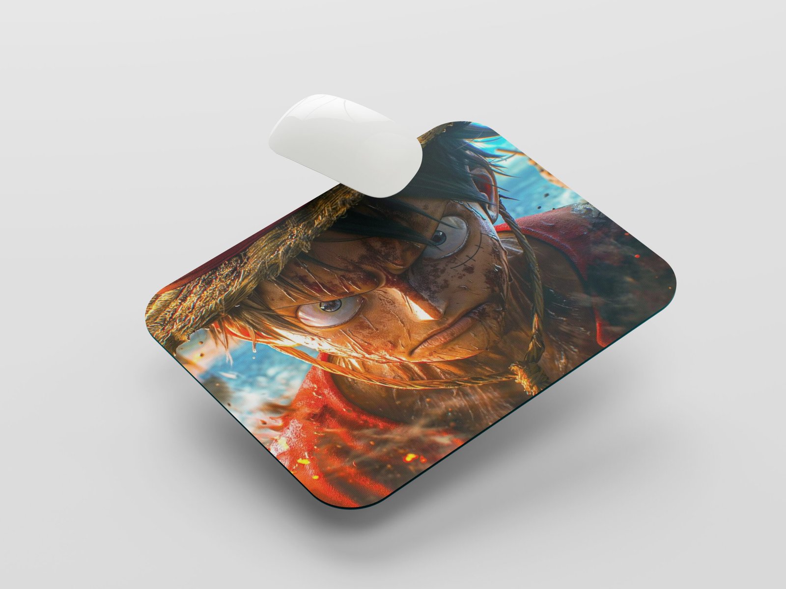 Anime Pirate Warrior Face Art Printed Gaming Mouse Pad | 7.5 x 9 Inch (19 x 23 cm) | Non-Slip Rubber Base | Smooth Surface Mousepad for Laptop & PC