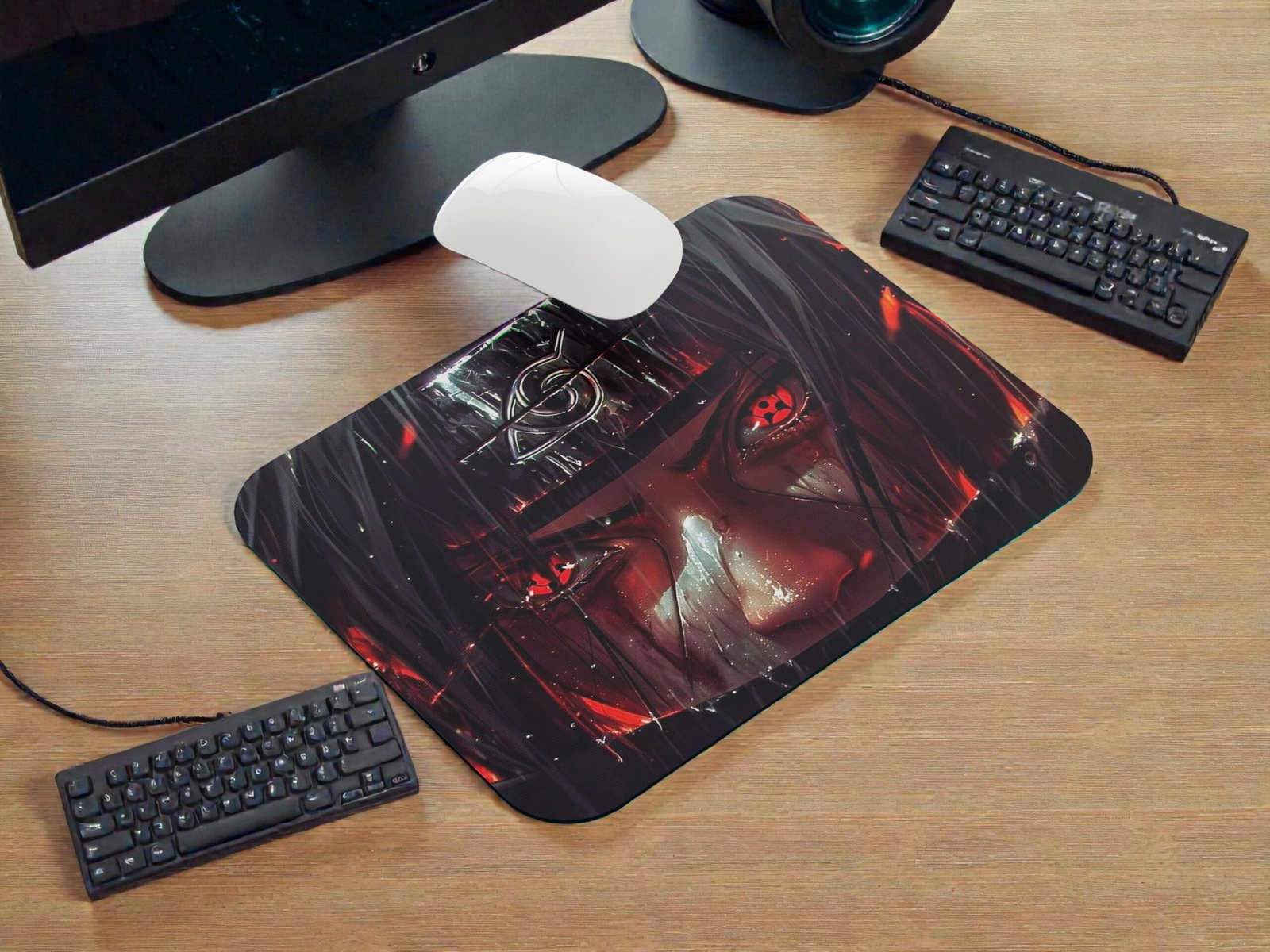 Dark Ninja Red Eyes Anime Art Printed Gaming Mouse Pad | 7.5 x 9 Inch (19 x 23 cm) | Non-Slip Rubber Base | Smooth Surface Mousepad for Laptop & PC - Image 2