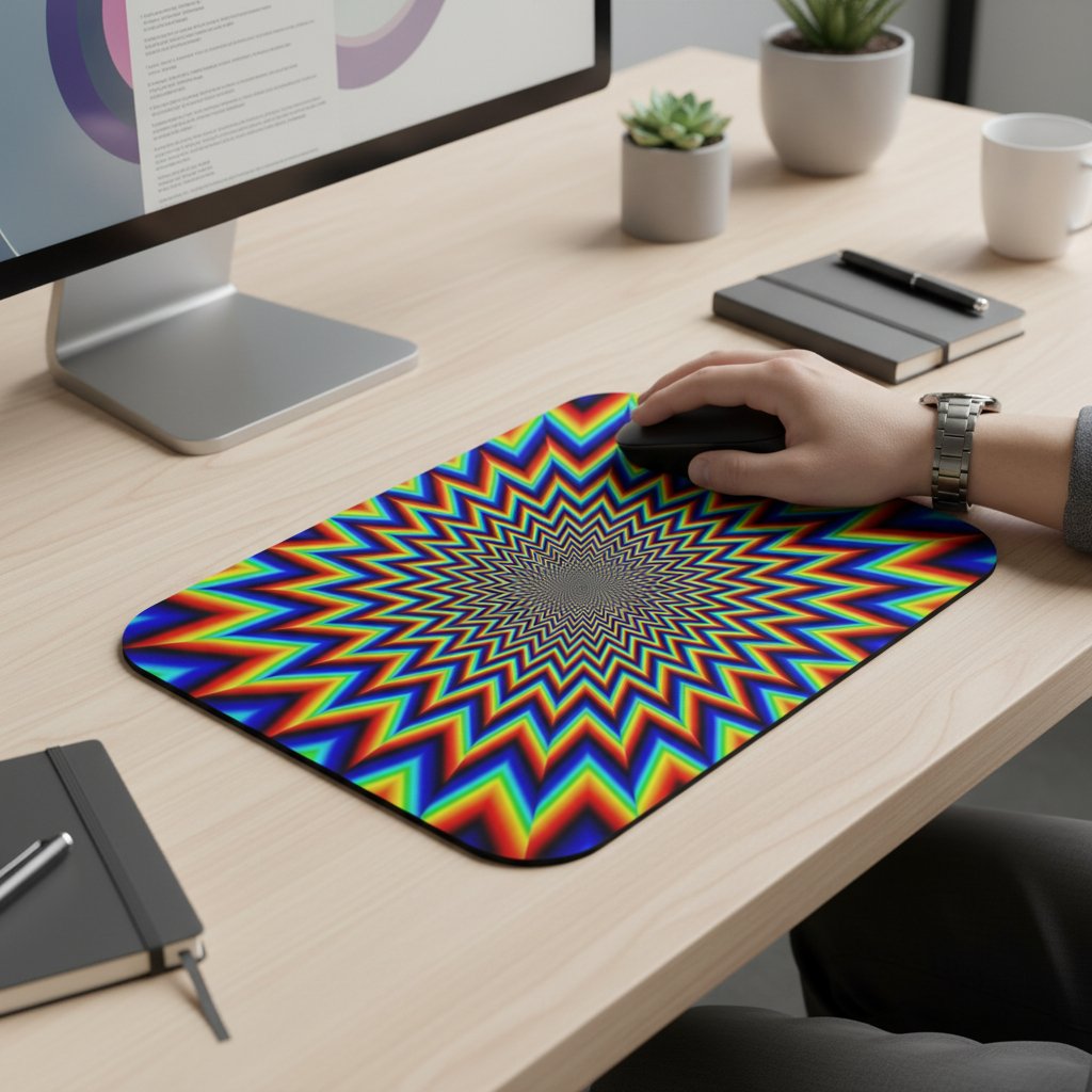 Abstract Optical Illusion Mousepad | Black & White 3D Hypnotic Design | Non-Slip Rubber Base, Smooth Surface | Gaming & Office Desk Mouse Pad - Image 3