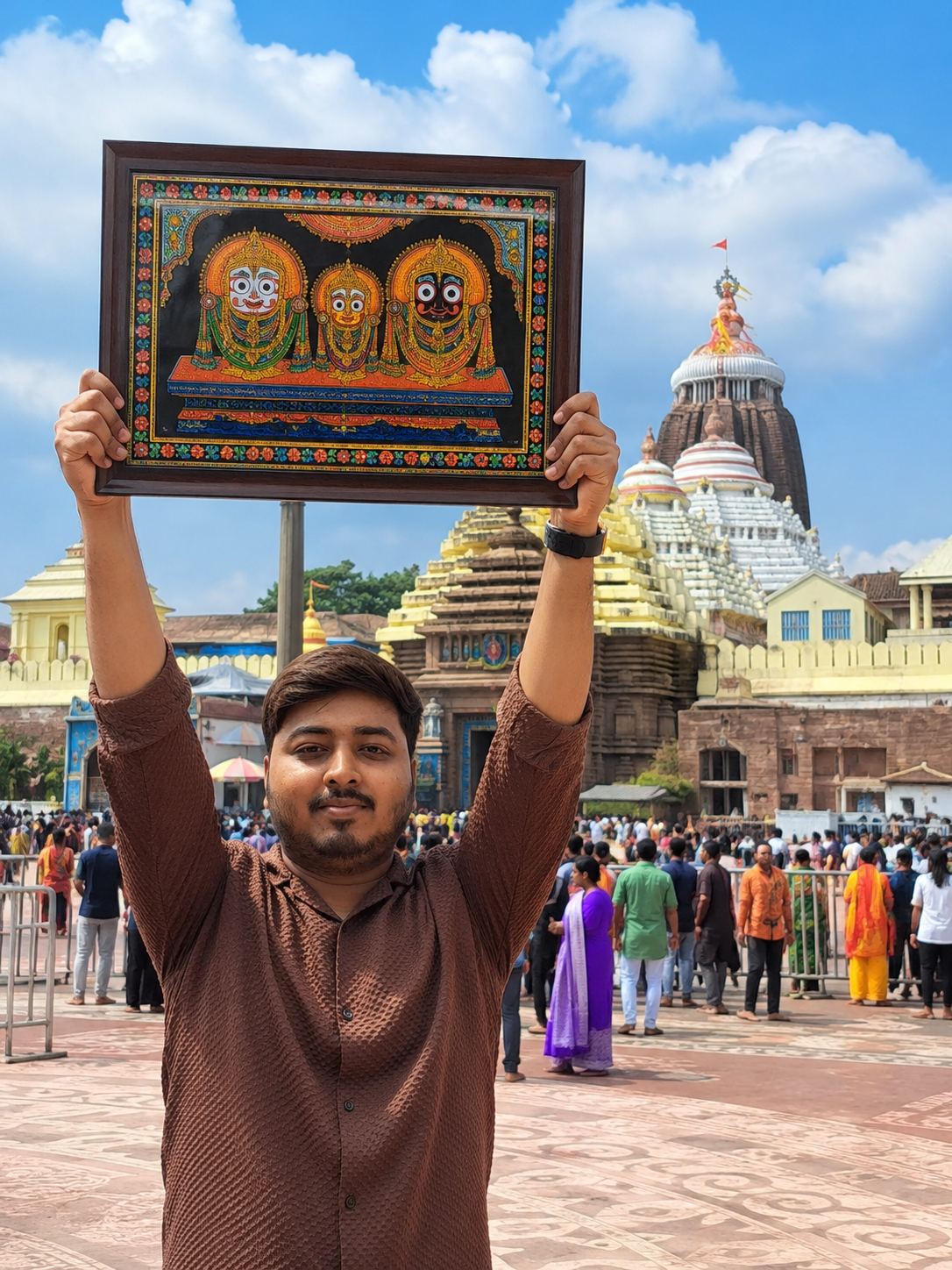 Jagannath Subhadra Balram Wooden Photo Frame | HD Wall Decor | Premium Home Temple Frame | Design 1 | Available in 12x8, 12x16 & 12x18 Inch - Image 3
