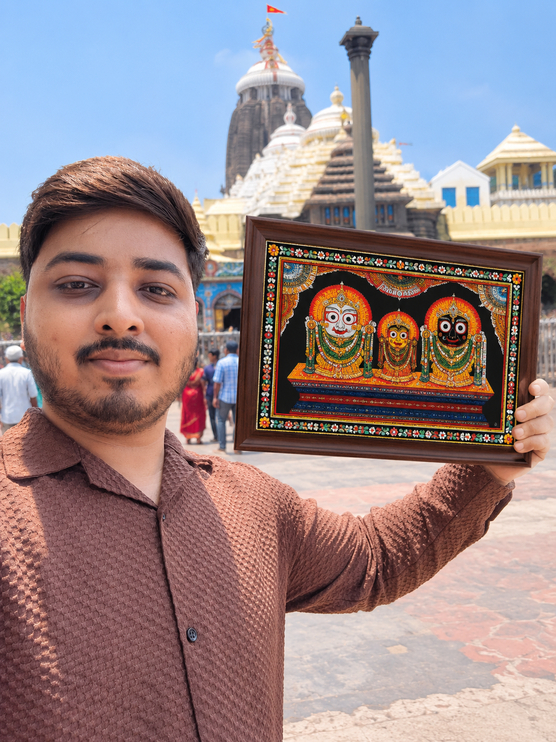 Jagannath Subhadra Balram Wooden Photo Frame | HD Wall Decor | Premium Home Temple Frame | Design 1 | Available in 12x8, 12x16 & 12x18 Inch - Image 4