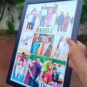 Yaadiva Personalized Photo Frame | Custom Family Collage Frame | DESIGN 1 | Black 1 Inch Border | HD Photo Print | Wall Hanging Gift | Available in 12×8, 12×16 & 12×18 Inch