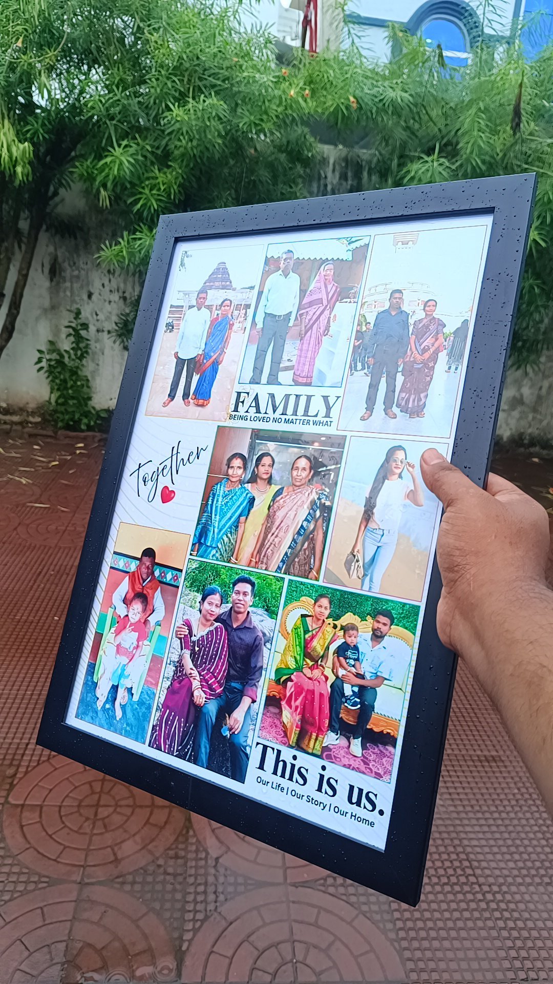 Yaadiva Personalized Photo Frame | Custom Family Collage Frame | DESIGN 1 | Black 1 Inch Border | HD Photo Print | Wall Hanging Gift | Available in 12×8, 12×16 & 12×18 Inch