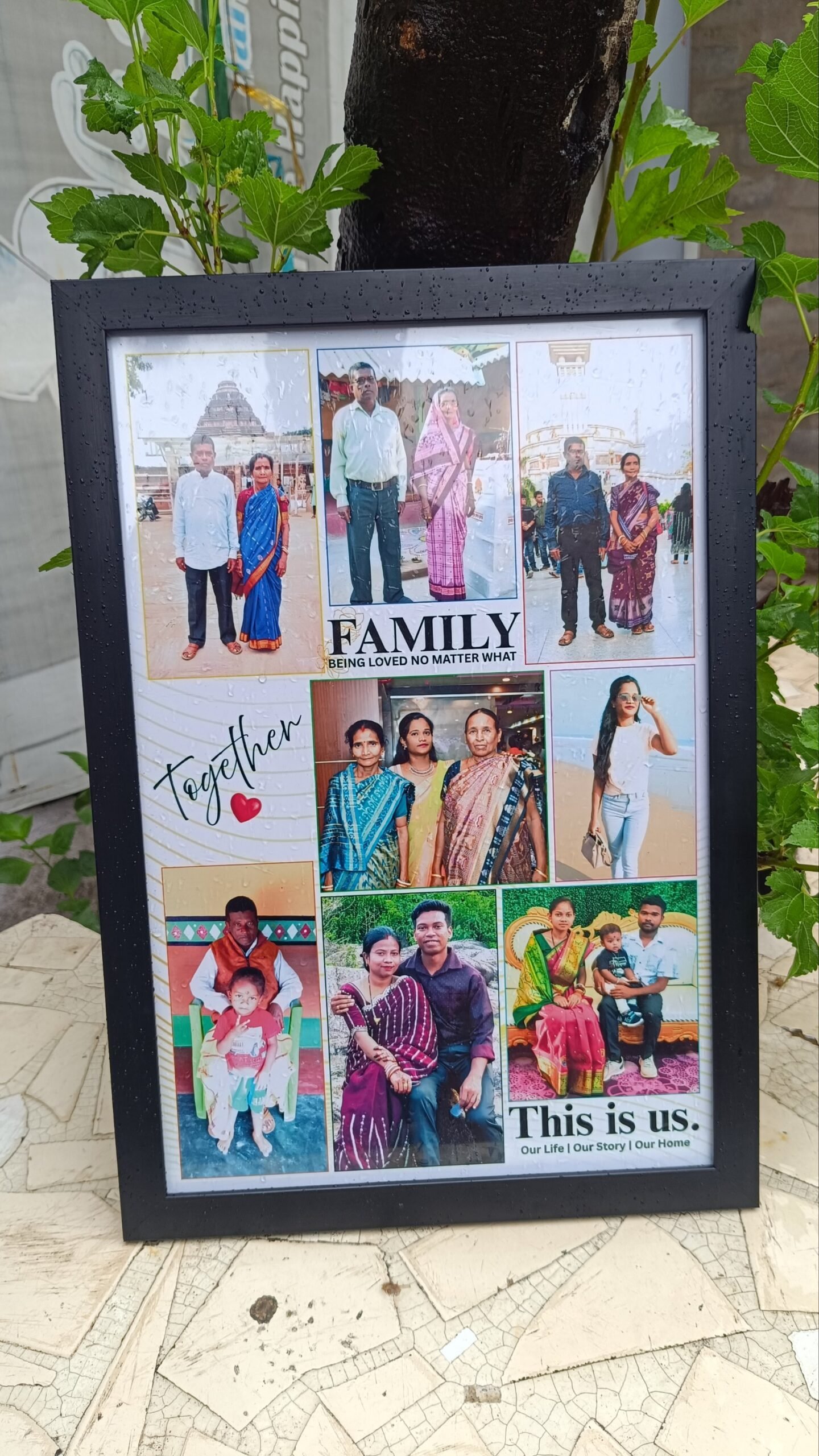 Yaadiva Personalized Photo Frame | Custom Family Collage Frame | DESIGN 1 | Black 1 Inch Border | HD Photo Print | Wall Hanging Gift | Available in 12×8, 12×16 & 12×18 Inch - Image 4