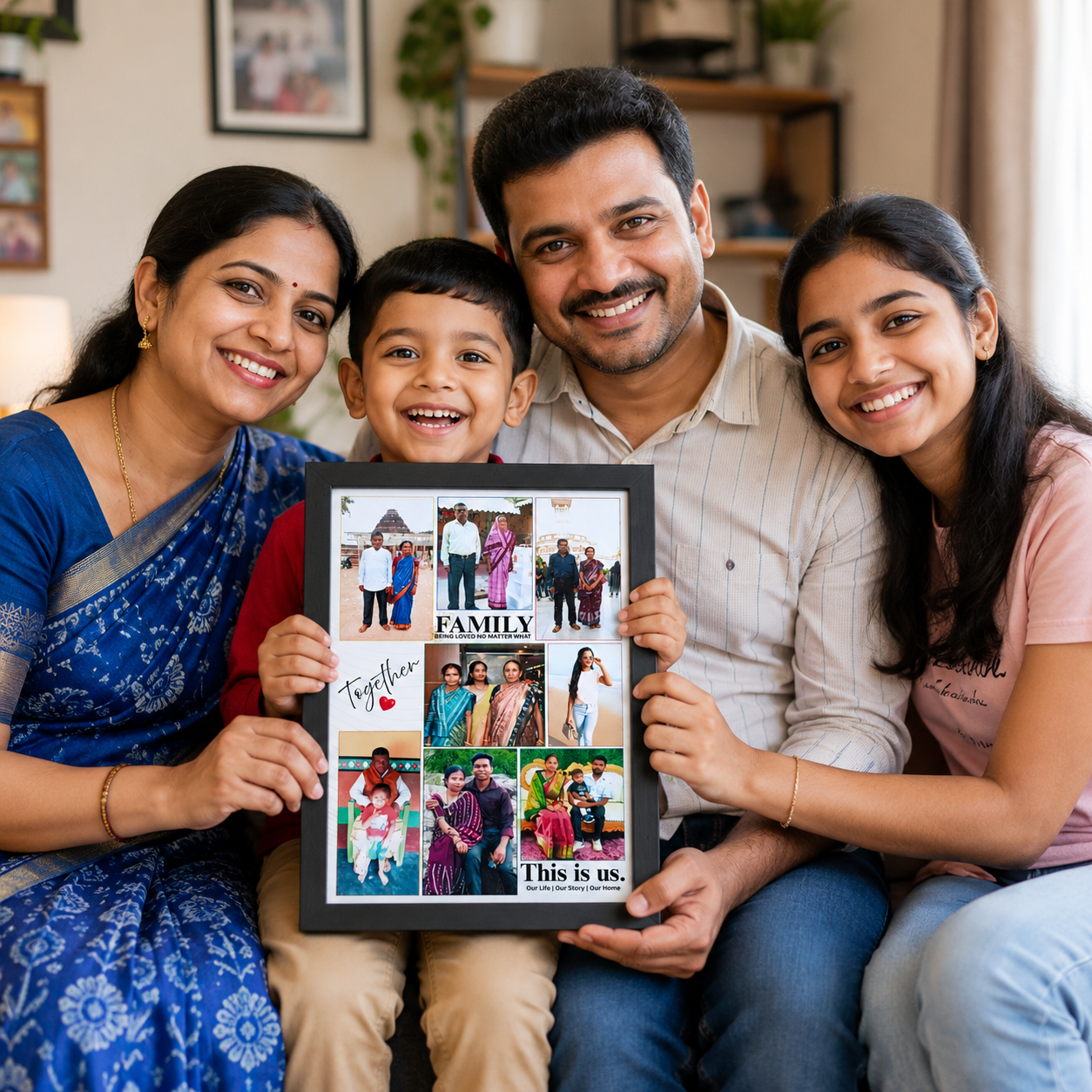 Yaadiva Personalized Photo Frame | Custom Family Collage Frame | DESIGN 1 | Black 1 Inch Border | HD Photo Print | Wall Hanging Gift | Available in 12×8, 12×16 & 12×18 Inch - Image 3