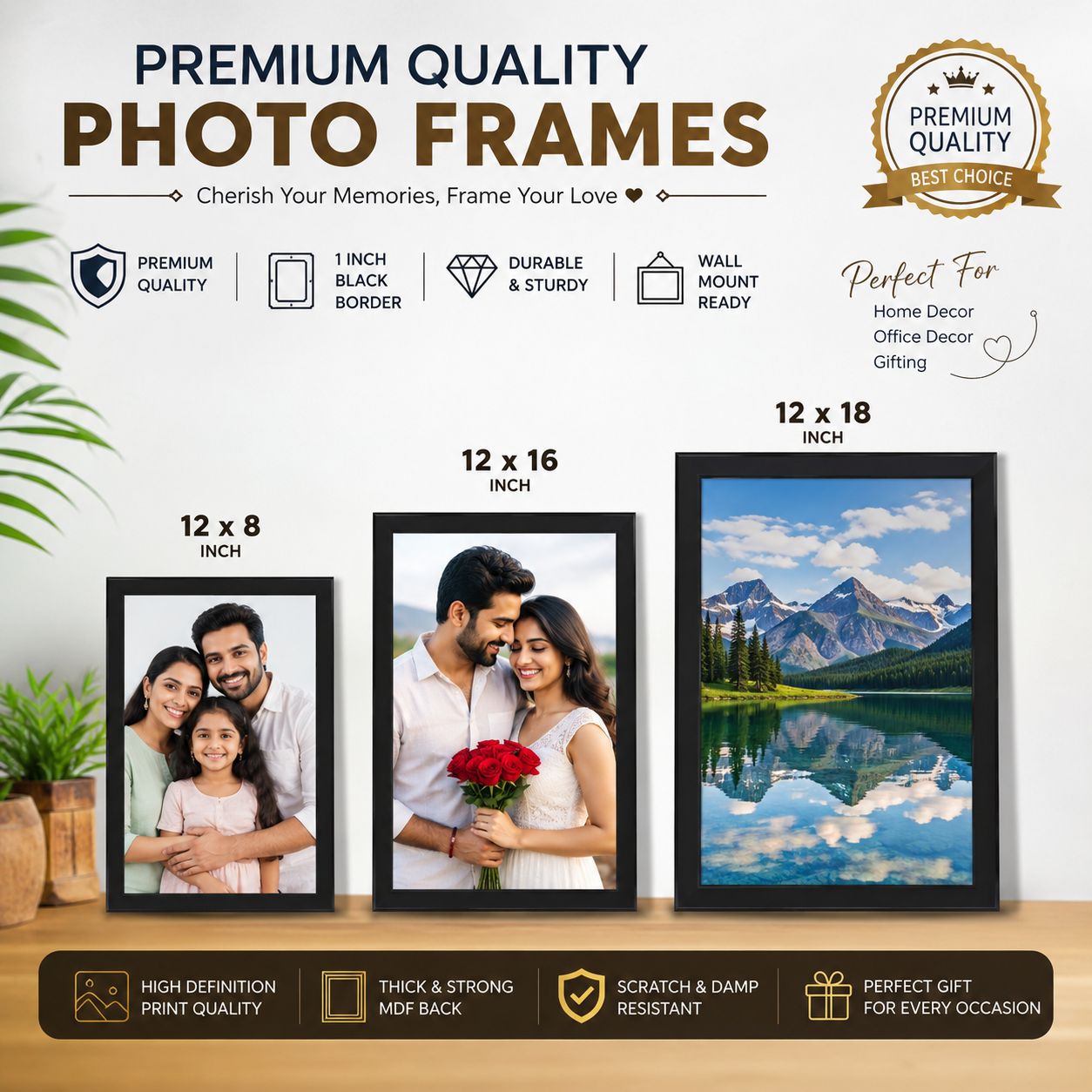 Personalized Photo Frame | Friends, Couple, Solo Gift | 12x8, 12x16 & 12x18 | Design 3A | Yaadiva - Image 2