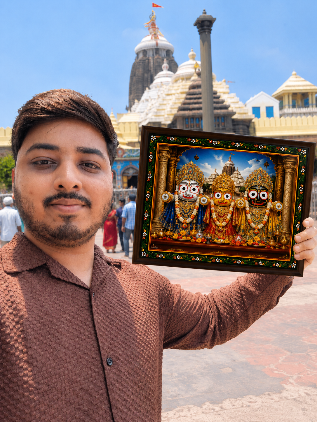 Jagannath Subhadra Balram Wooden Photo Frame | HD Wall Decor | Premium Home Temple Frame | Design 2 | Available in 12x8, 12x16 & 12x18 Inch - Image 4