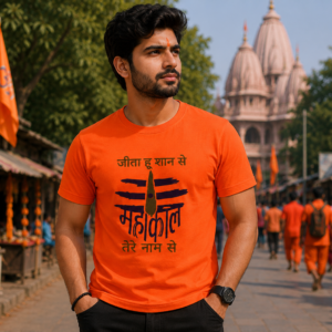 Bol Bam Har Har Mahadev Orange T-Shirt | Unisex Round Neck | Soft Polyester | Shravan & Kanwar Special