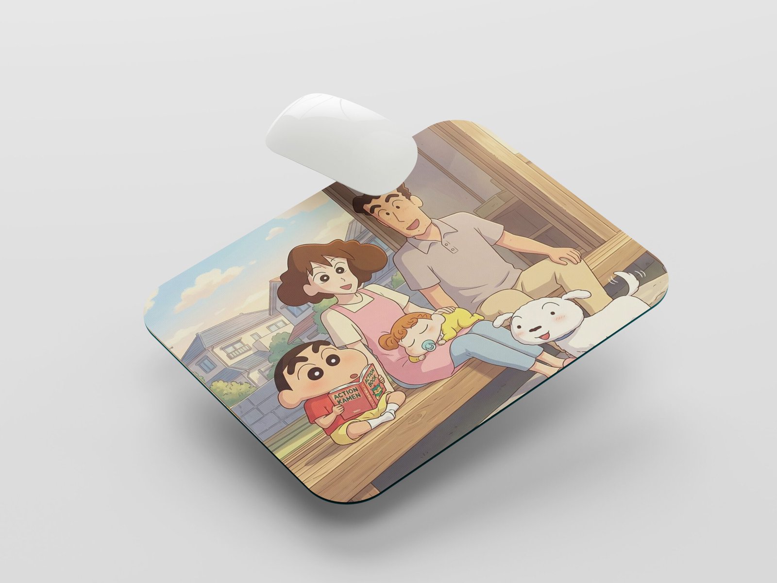 Cute Shinchan Family Cartoon Mouse Pad | Colorful Anime Style Desk Mat for Kids & Fans