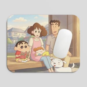 Cute Shinchan Family Cartoon Mouse Pad | Colorful Anime Style Desk Mat for Kids & Fans