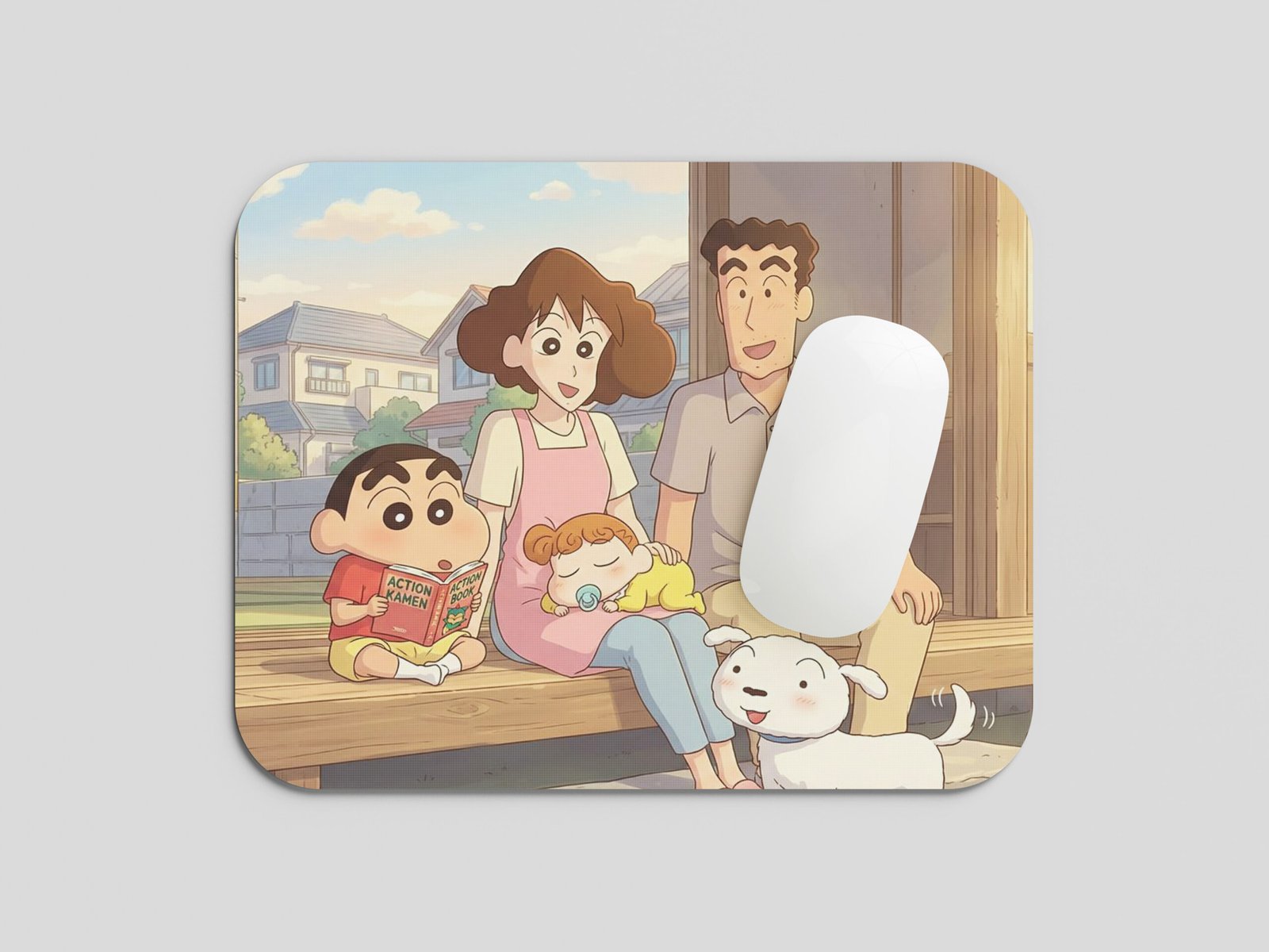 Cute Shinchan Family Cartoon Mouse Pad | Colorful Anime Style Desk Mat for Kids & Fans