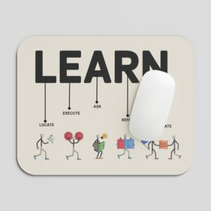 LEARN Motivation Mouse Pad | Educational Study & Learning Theme Desk Mat for Students