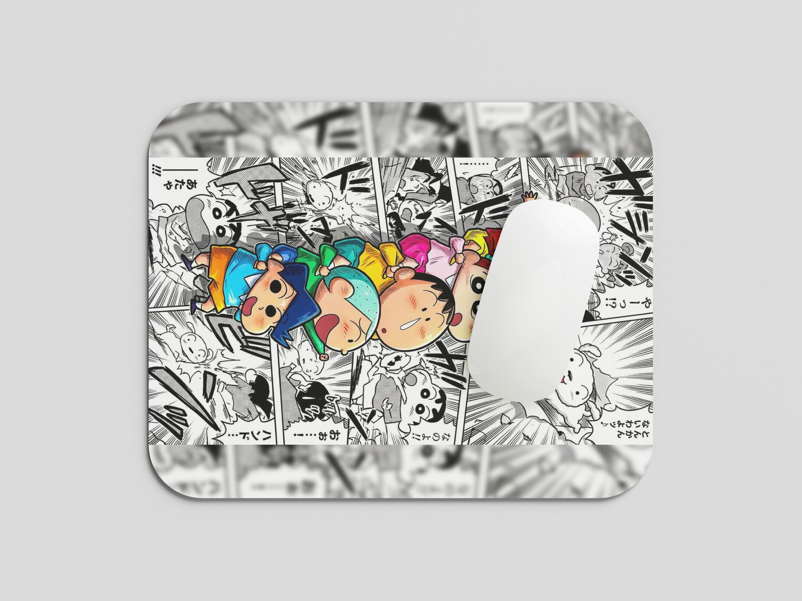 Shinchan Manga Style Mouse Pad | Colorful Cartoon Comic Design Desk Mat for Fans
