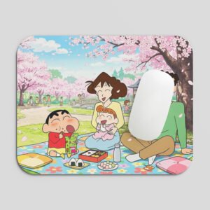 Shinchan Family Cherry Blossom Mouse Pad | Cute Japanese Cartoon Theme Desk Mat