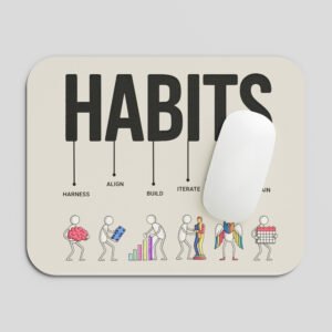 HABITS Motivation Mouse Pad | Productivity Self Improvement & Positive Habits Desk Mat