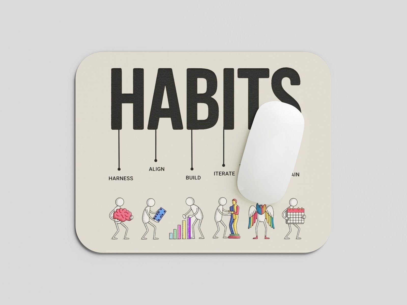 HABITS Motivation Mouse Pad | Productivity Self Improvement & Positive Habits Desk Mat