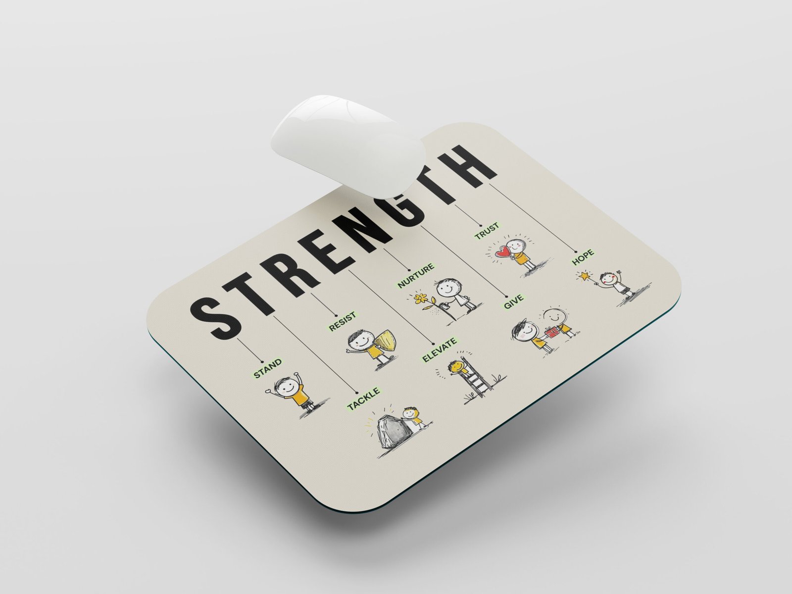 STRENGTH Motivation Mouse Pad | Inspirational Positive Thinking & Personal Growth Desk Mat