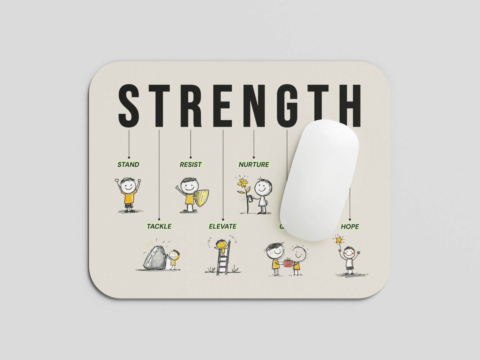 STRENGTH Motivation Mouse Pad | Inspirational Positive Thinking & Personal Growth Desk Mat