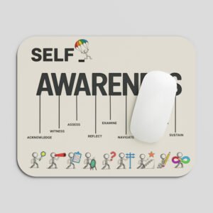 SELF AWARENESS Motivation Mouse Pad | Personal Growth Mindfulness & Positive Thinking Desk Mat