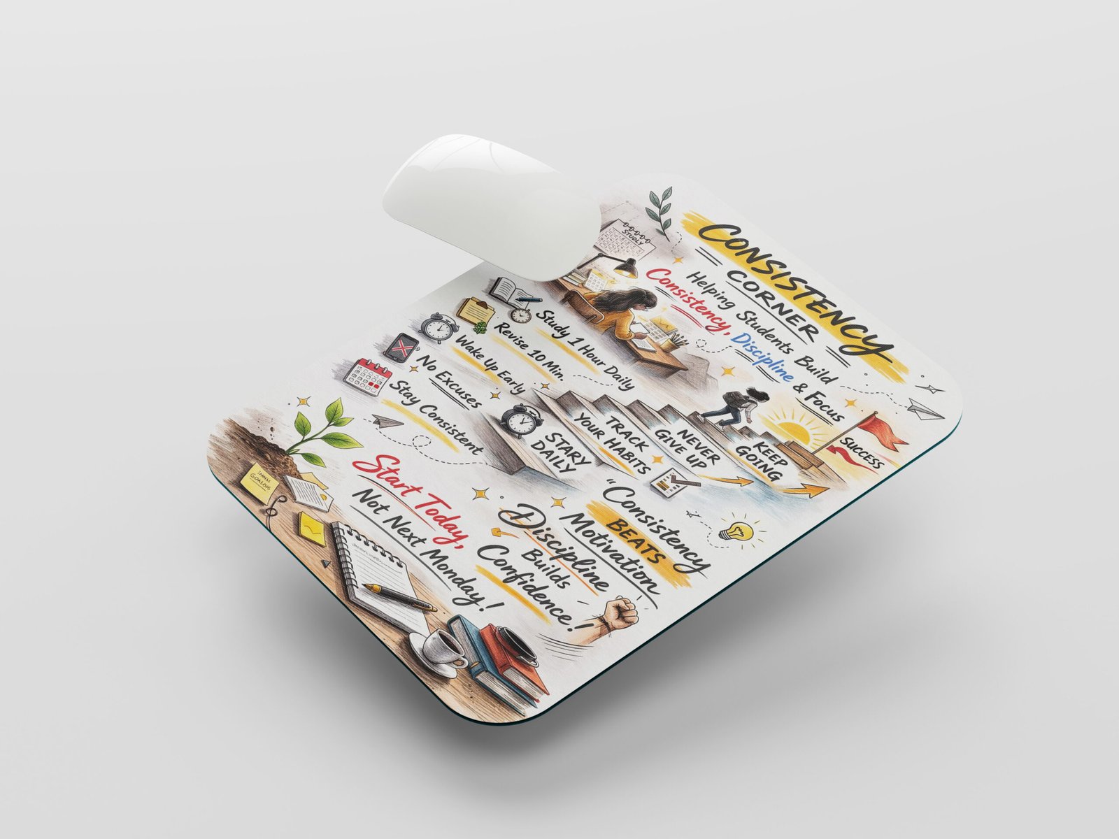 CONSISTENCY Motivation Mouse Pad | Study Productivity Discipline & Success Motivation Desk Mat