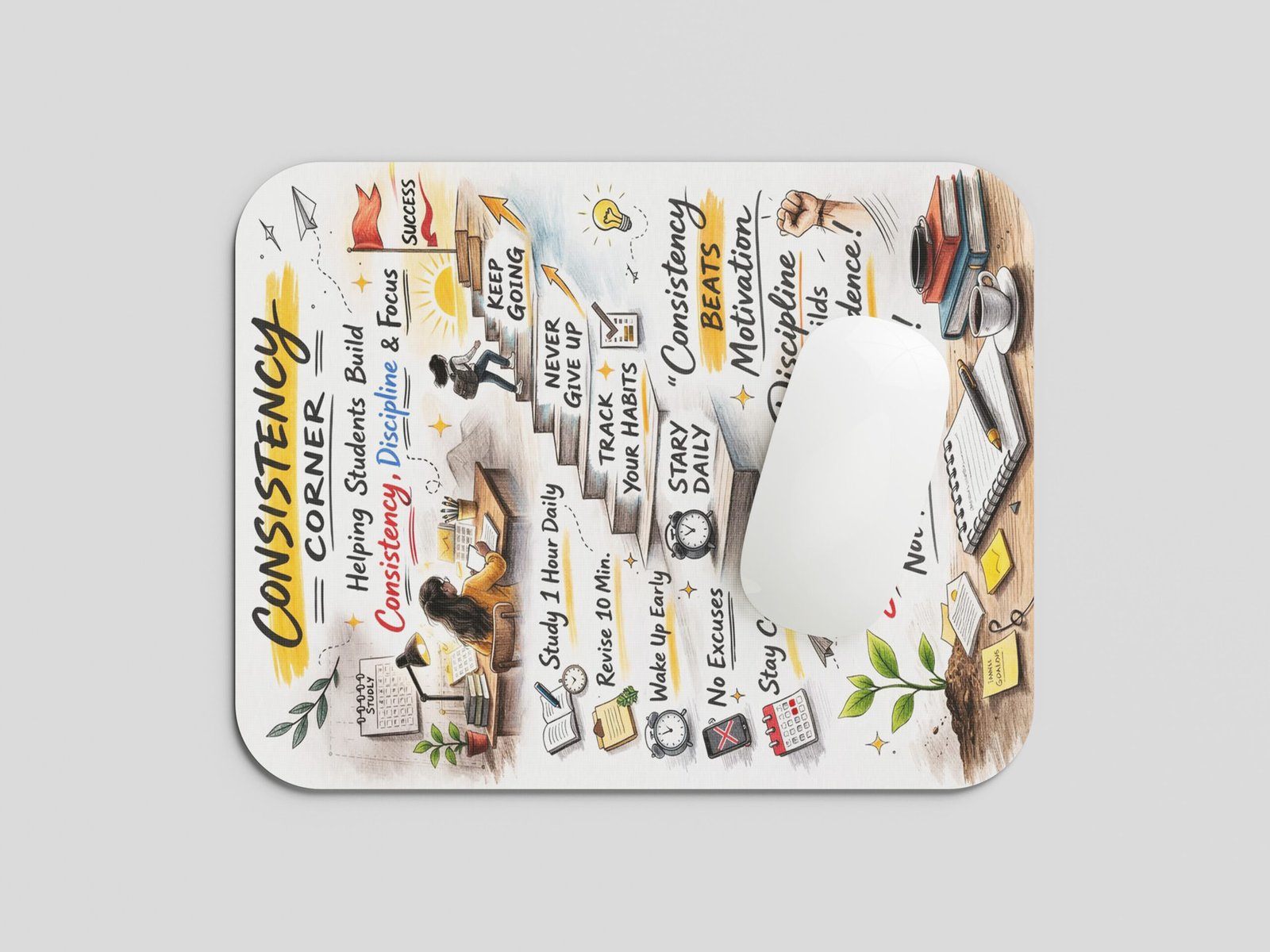 CONSISTENCY Motivation Mouse Pad | Study Productivity Discipline & Success Motivation Desk Mat